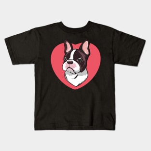 French bulldog and red heart Kids T-Shirt